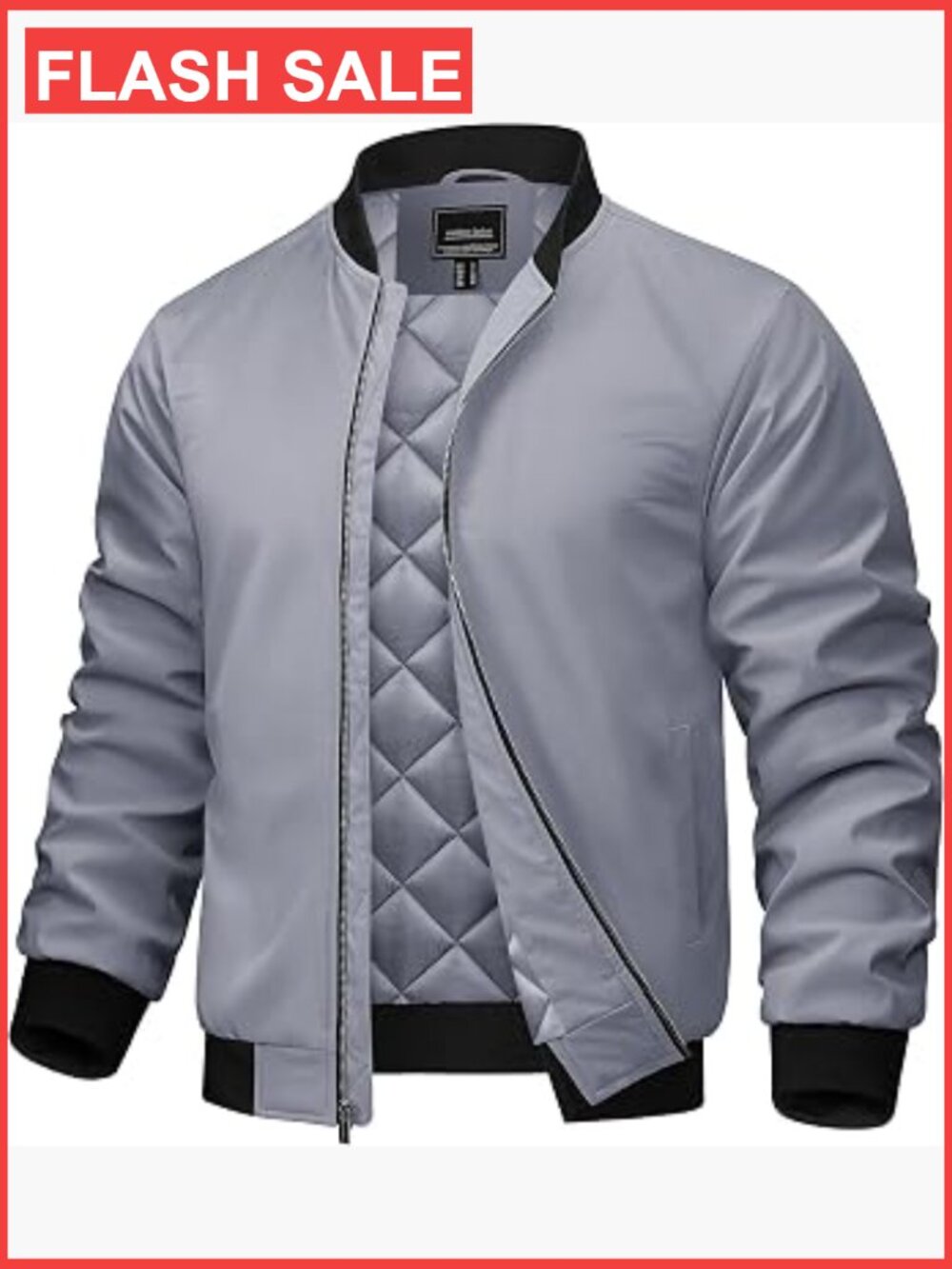 Men's Quilted Bomber Jacket Waterproof Windbreaker Zip Up